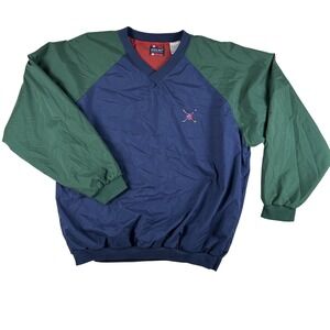 Vintage Bugle Boy Pullover Mens XL Blue Green Golf Windbreaker Jacket‎ Mesh 90s